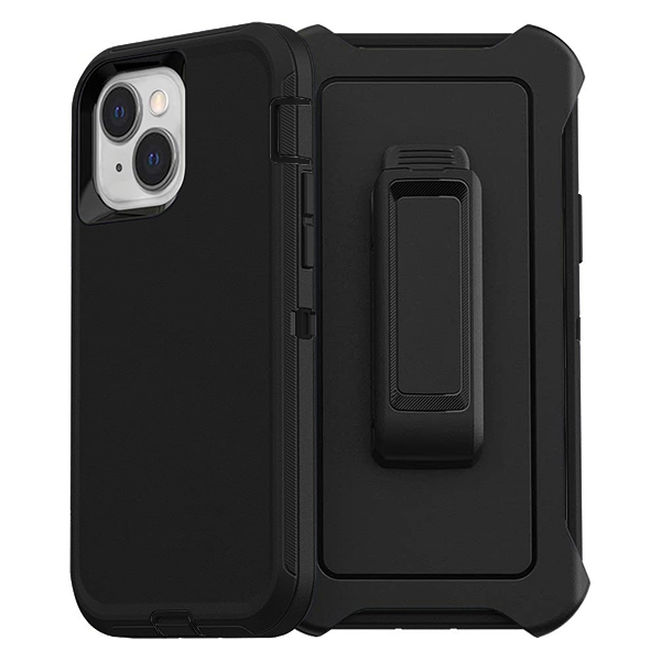 iPhone 13 Mini Shockproof Defender Case Cover with Belt Clip - Black