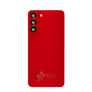 Samsung Galaxy S22 Battery Back Door Glass Perfect Fit Premium Back Cover with Camera Lens Installed Red