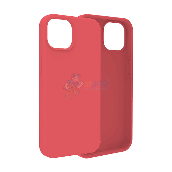 iPhone 14 Slim Soft Silicone Protective ShockProof Case Cover Peach Red