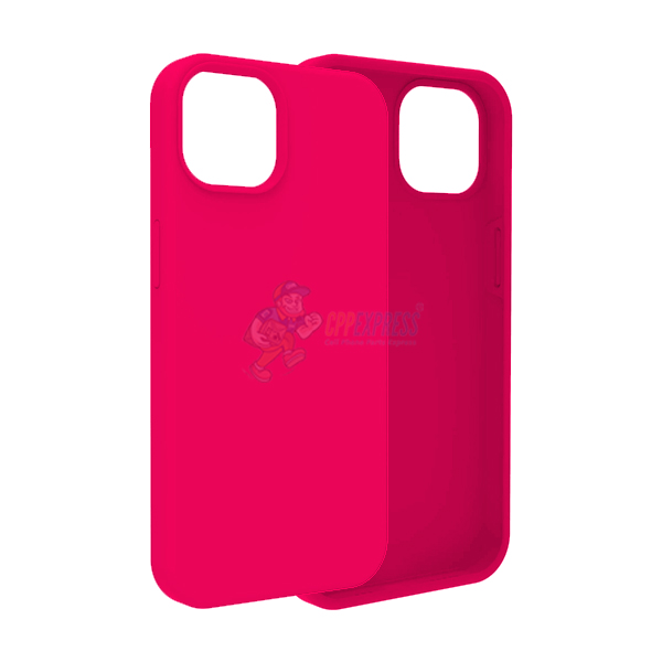 iPhone 14 Plus Slim Soft Silicone Protective ShockProof Case Cover Fluorescent Rose Red