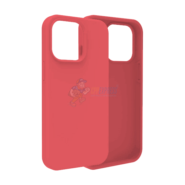iPhone 14 Pro Slim Soft Silicone Protective ShockProof Case Cover Peach Red