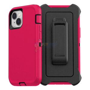 iPhone 14 Shockproof Defender Case Cover with Belt Clip Pink