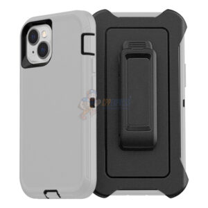 iPhone 14 Shockproof Defender Case Cover with Belt Clip Silver
