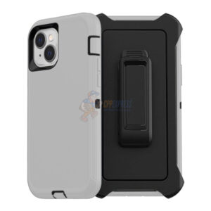 iPhone 14 Plus Shockproof Defender Case Cover with Belt Clip Silver