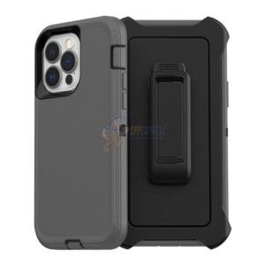 iPhone 14 Pro Shockproof Defender Case Cover with Belt Clip Dark Grey