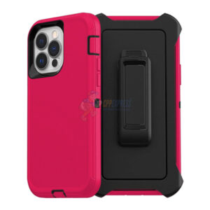 iPhone 14 Pro Shockproof Defender Case Cover with Belt Clip Pink
