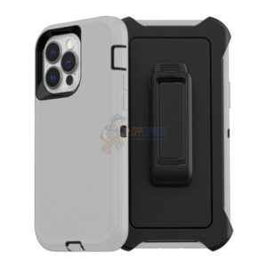 iPhone 14 Pro Shockproof Defender Case Cover with Belt Clip Silver