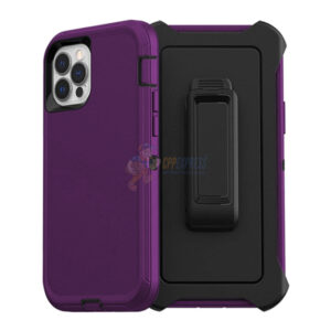 iPhone 14 Pro Max Shockproof Defender Case Cover with Belt Clip Dark Purple