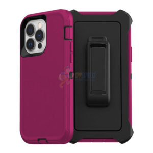 iPhone 14 Pro Shockproof Defender Case Cover with Belt Clip Purple