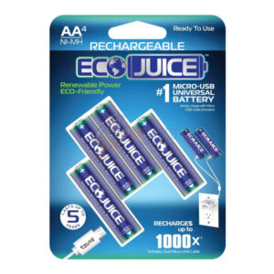 Tzumi Eco Juice AA Rechargeable Batteries Micro USB