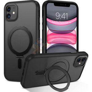 iPhone 11 Shockproof Magnetic Case With Invisible Stand Holder Black
