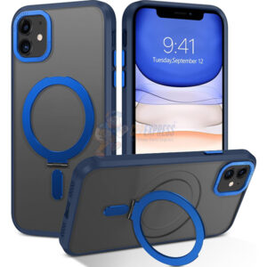 iPhone 11 Shockproof Magnetic Case With Invisible Stand Holder Dark Blue