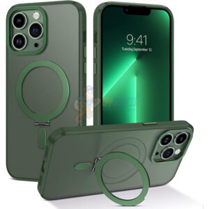 iPhone 13 Pro Max Shockproof Magnetic Case With Invisible Stand Holder Green