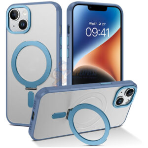 iPhone 14 Shockproof Magnetic Case With Invisible Stand Holder Blue