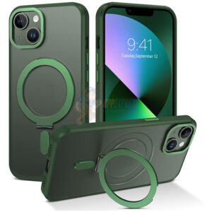 iPhone 14 Shockproof Magnetic Case With Invisible Stand Holder Green
