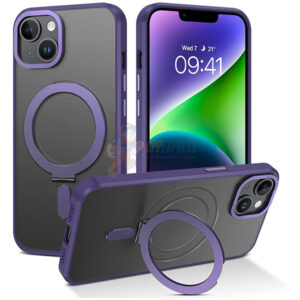 iPhone 14 Shockproof Magnetic Case With Invisible Stand Holder Purple