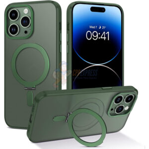 iPhone 14 Pro Max Shockproof Magnetic Case With Invisible Stand Holder Green