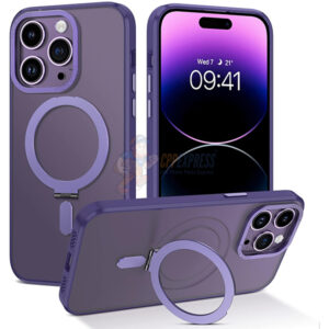 iPhone 14 Pro Shockproof Magnetic Case With Invisible Stand Holder Purple