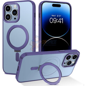 iPhone 15 Pro Max Shockproof Magnetic Case With Invisible Stand Holder Purple