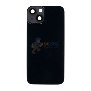 iPhone 14 MidFrame Housing with PowerVolume Button and Back Glass with Steel Plate and Wireless Charge Flex Cable - Black