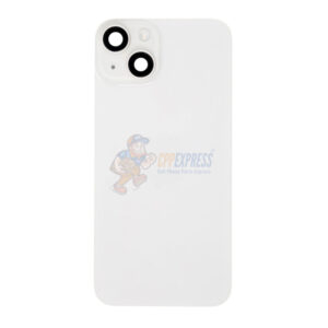 iPhone 14 MidFrame Housing with PowerVolume Button and Back Glass with Steel Plate and Wireless Charge Flex Cable - White