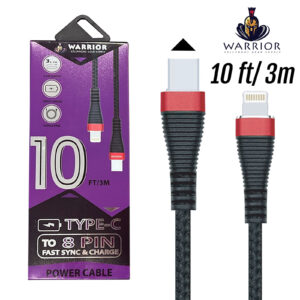 Type C to 8 Pin ChargerData Sync 10 ft. Cable Premium